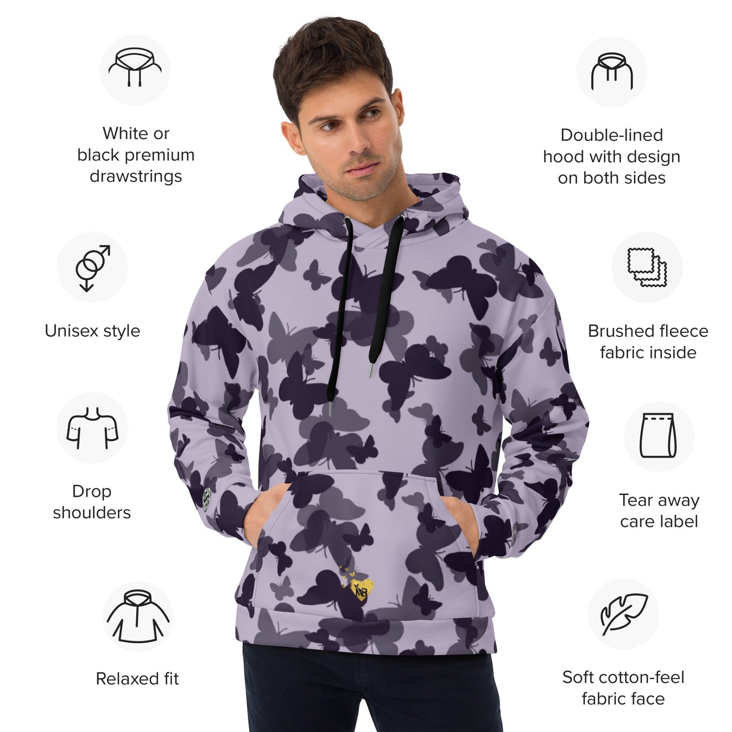 MDB Co. Butterfly Fatigue (purp) Unisex Hoodie