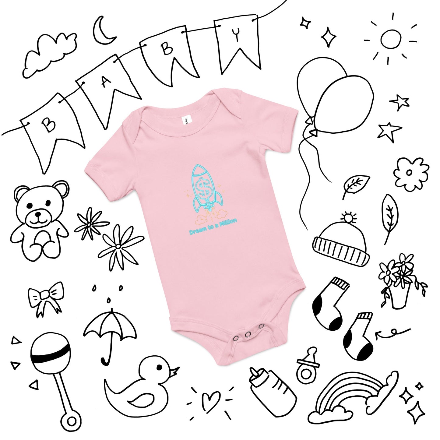 MDB Co. Dream To A Million Neon unisex Baby short sleeve one piece