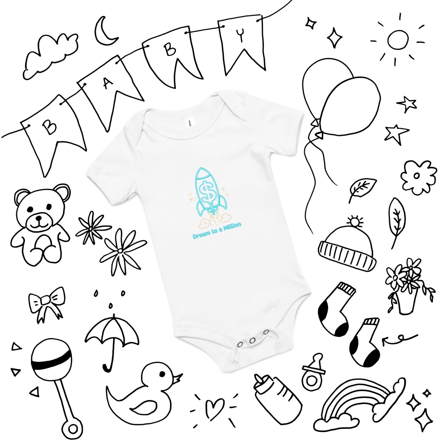 MDB Co. Dream To A Million Neon unisex Baby short sleeve one piece
