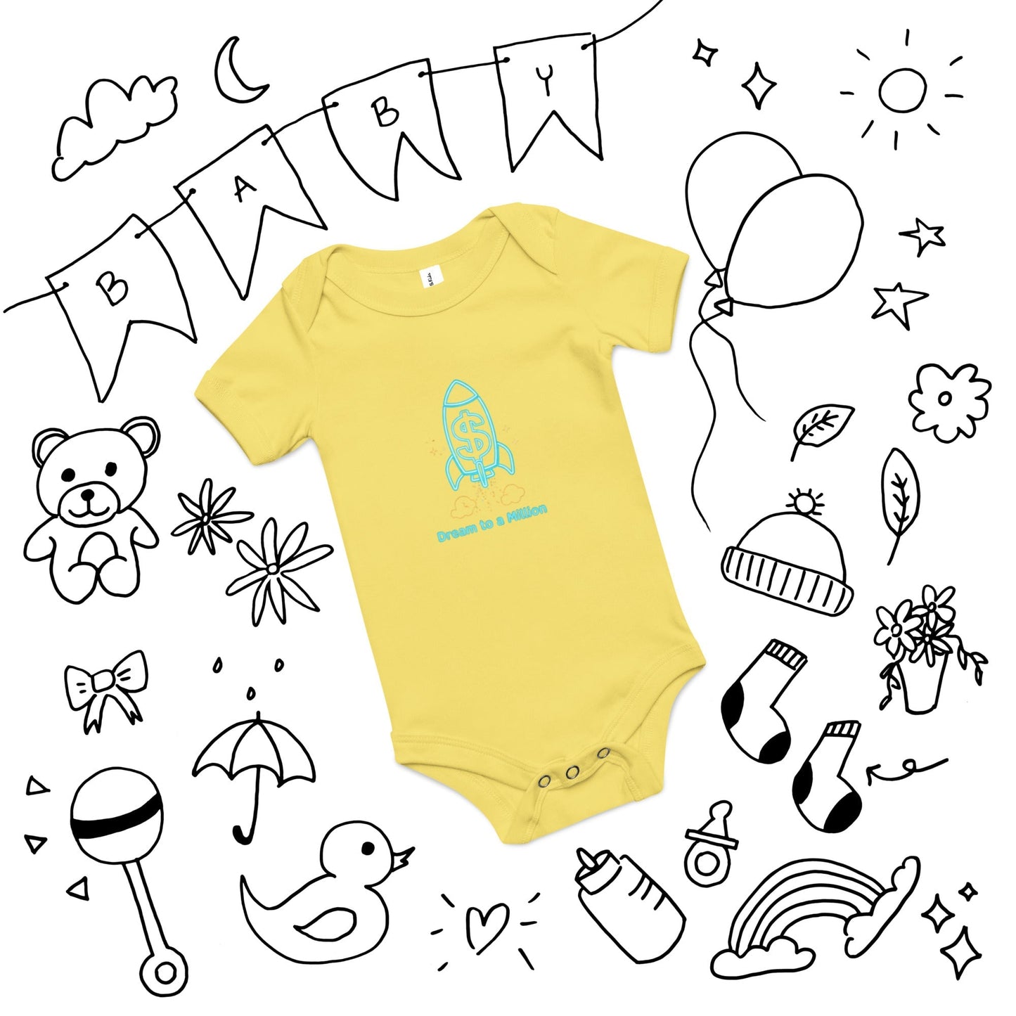 MDB Co. Dream To A Million Neon unisex Baby short sleeve one piece