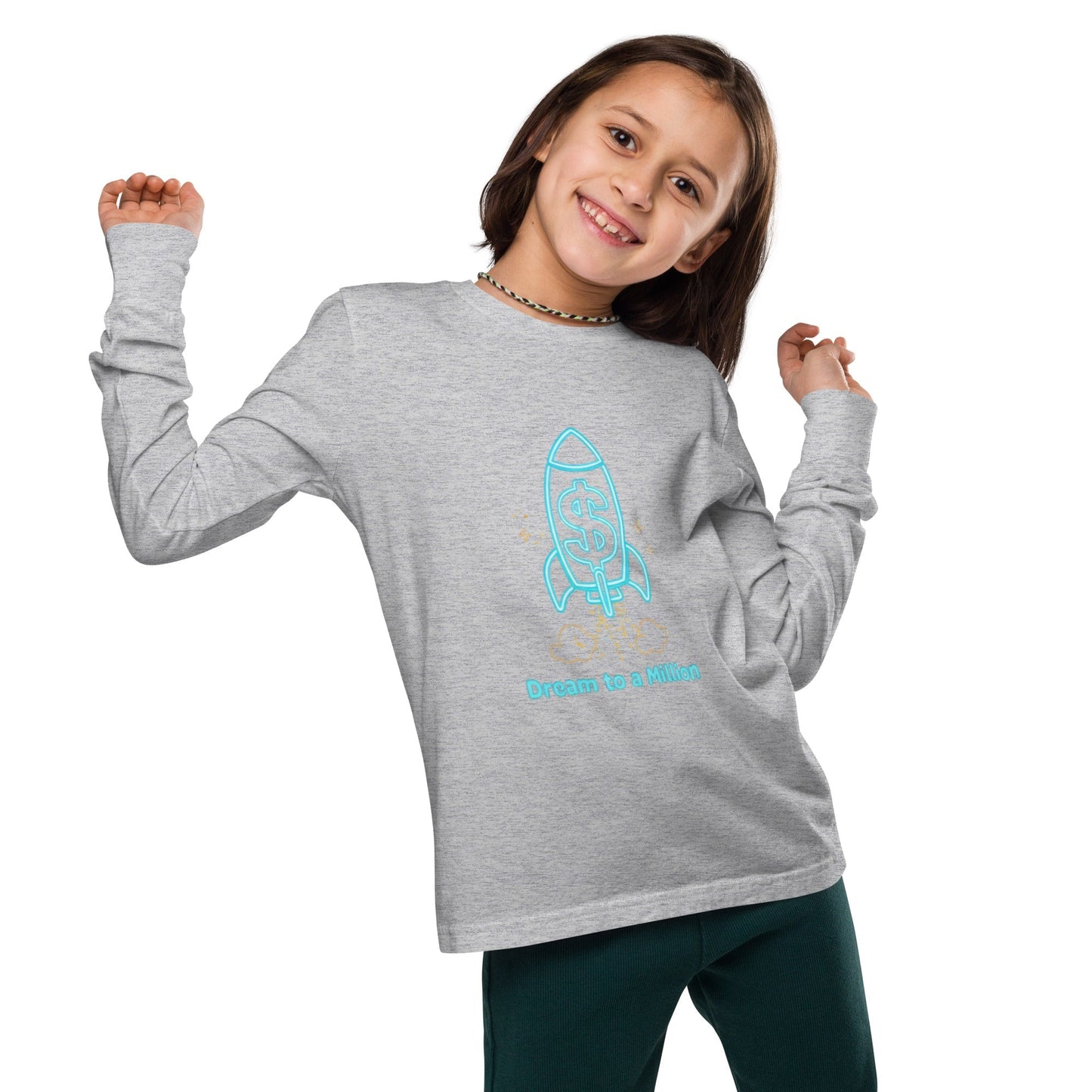 Camiseta juvenil unisex de manga larga MDB Co. Dream To A Million Neon