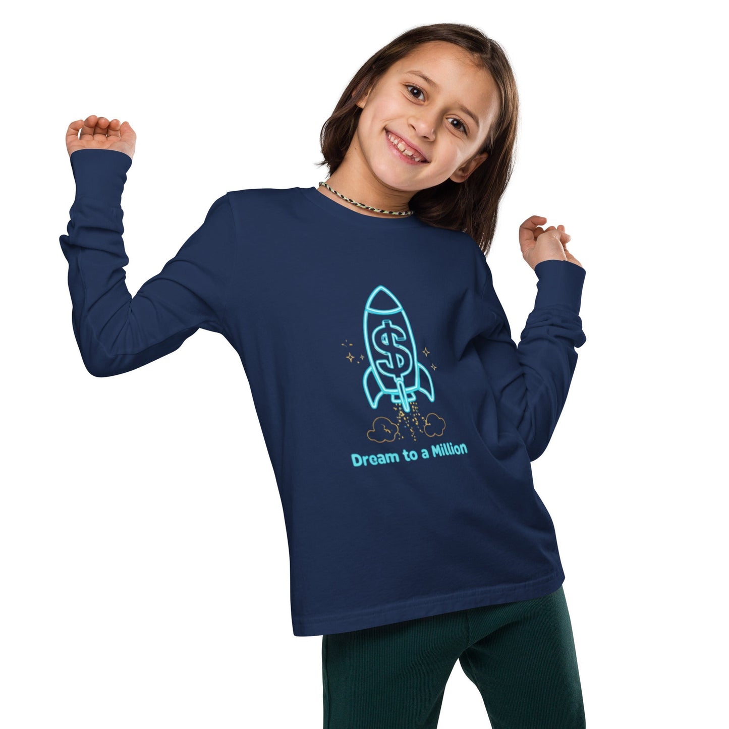 Camiseta juvenil unisex de manga larga MDB Co. Dream To A Million Neon
