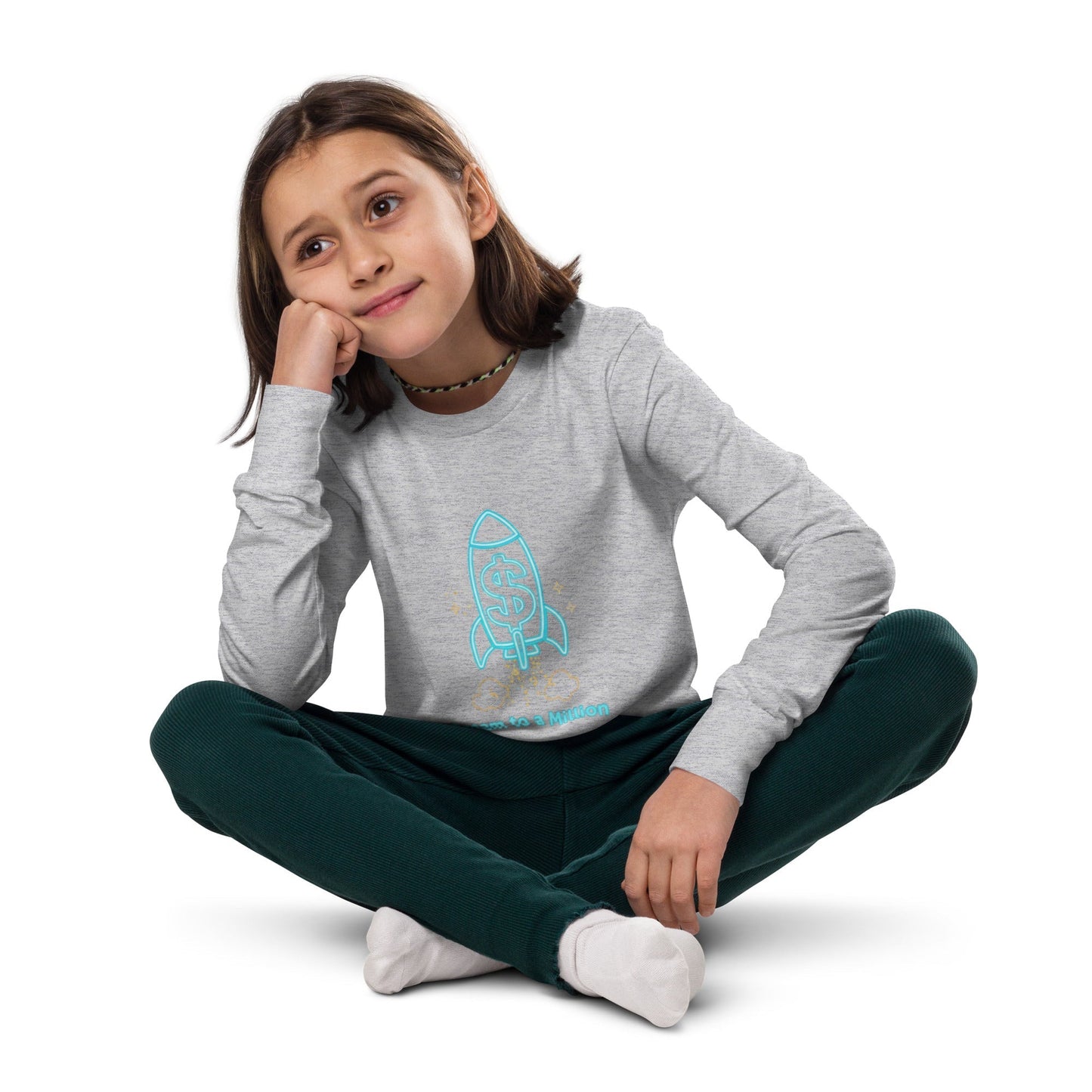Camiseta juvenil unisex de manga larga MDB Co. Dream To A Million Neon