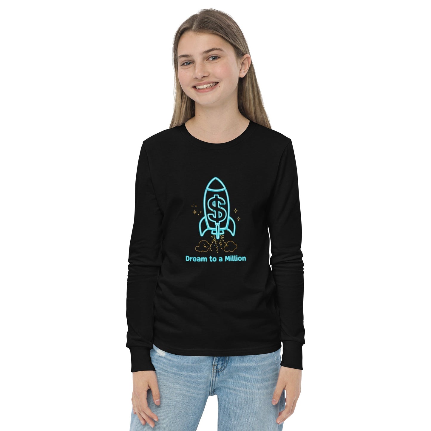 Camiseta juvenil unisex de manga larga MDB Co. Dream To A Million Neon