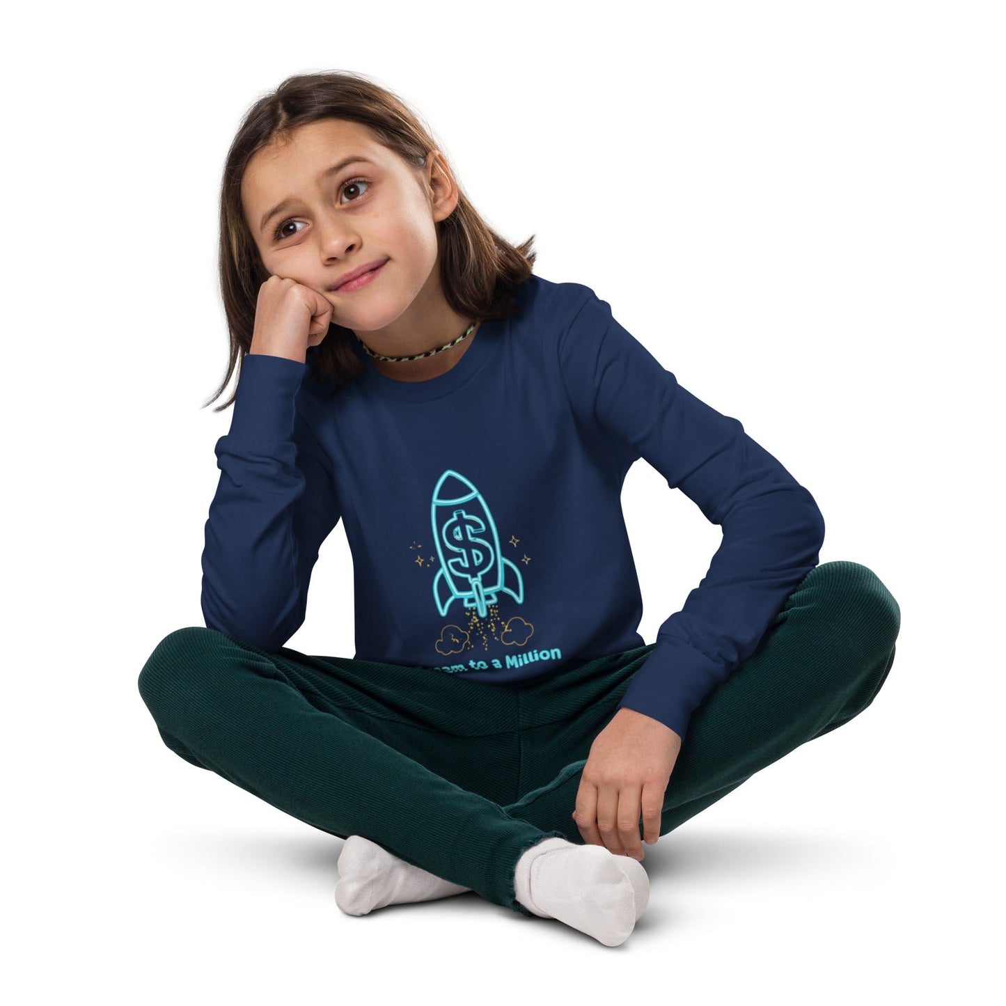Camiseta juvenil unisex de manga larga MDB Co. Dream To A Million Neon