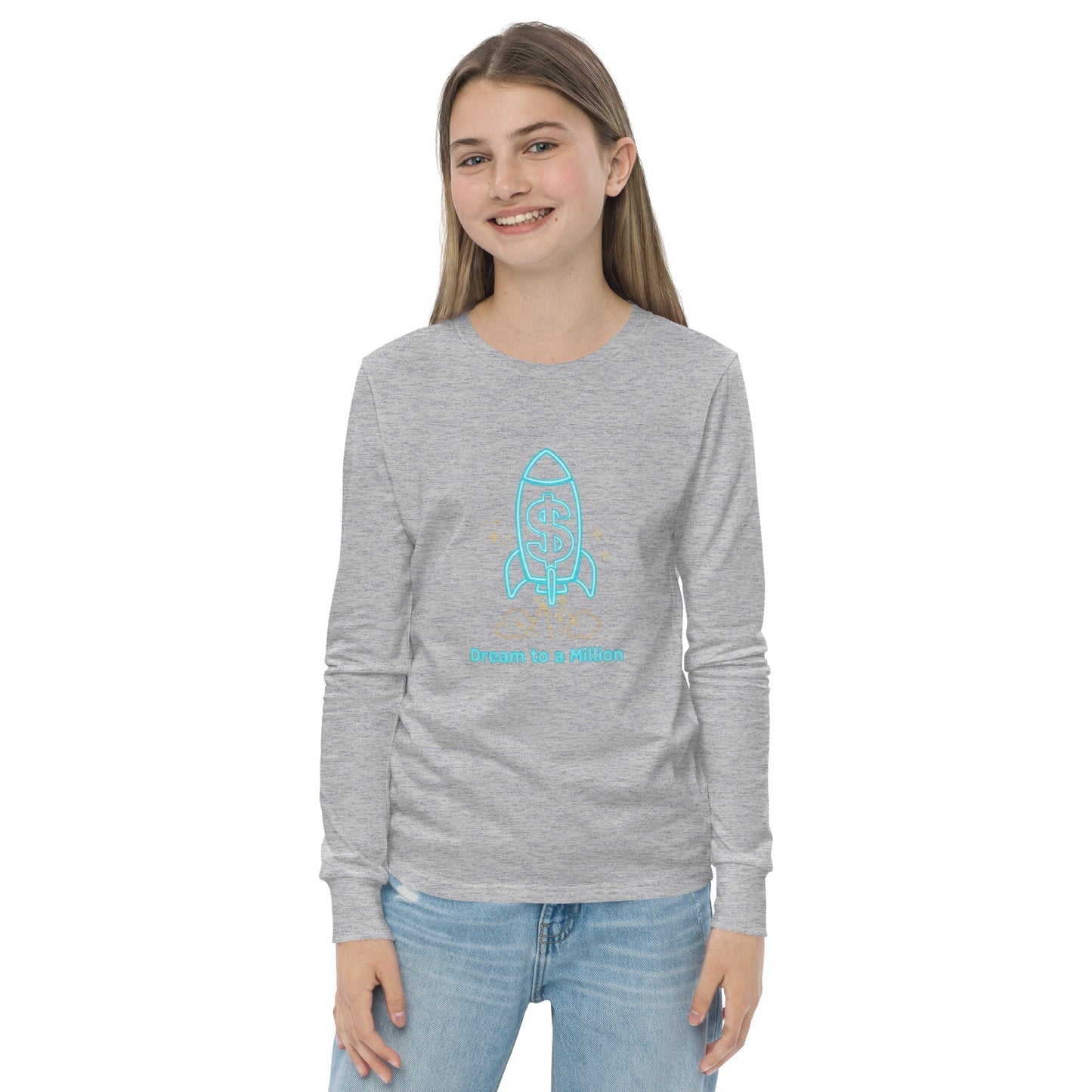 Camiseta juvenil unisex de manga larga MDB Co. Dream To A Million Neon