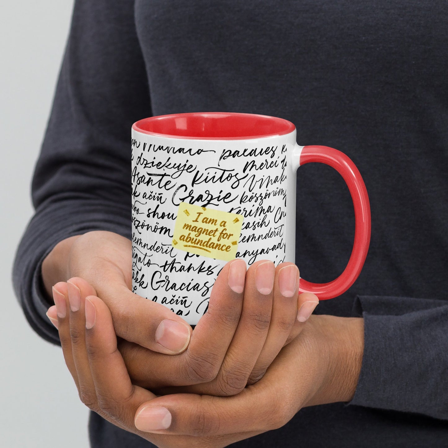 Taza magnética de gratitud de MDB Co. con interior de color