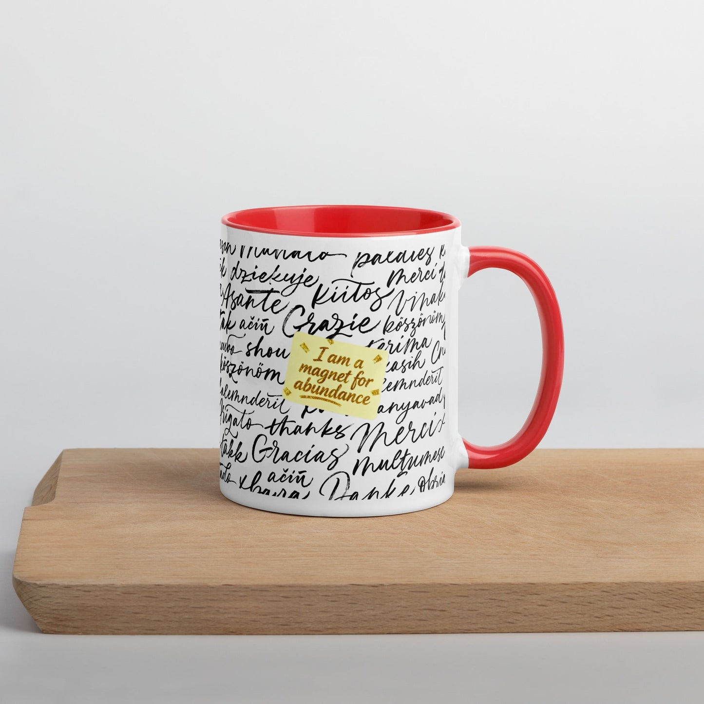 Taza magnética de gratitud de MDB Co. con interior de color
