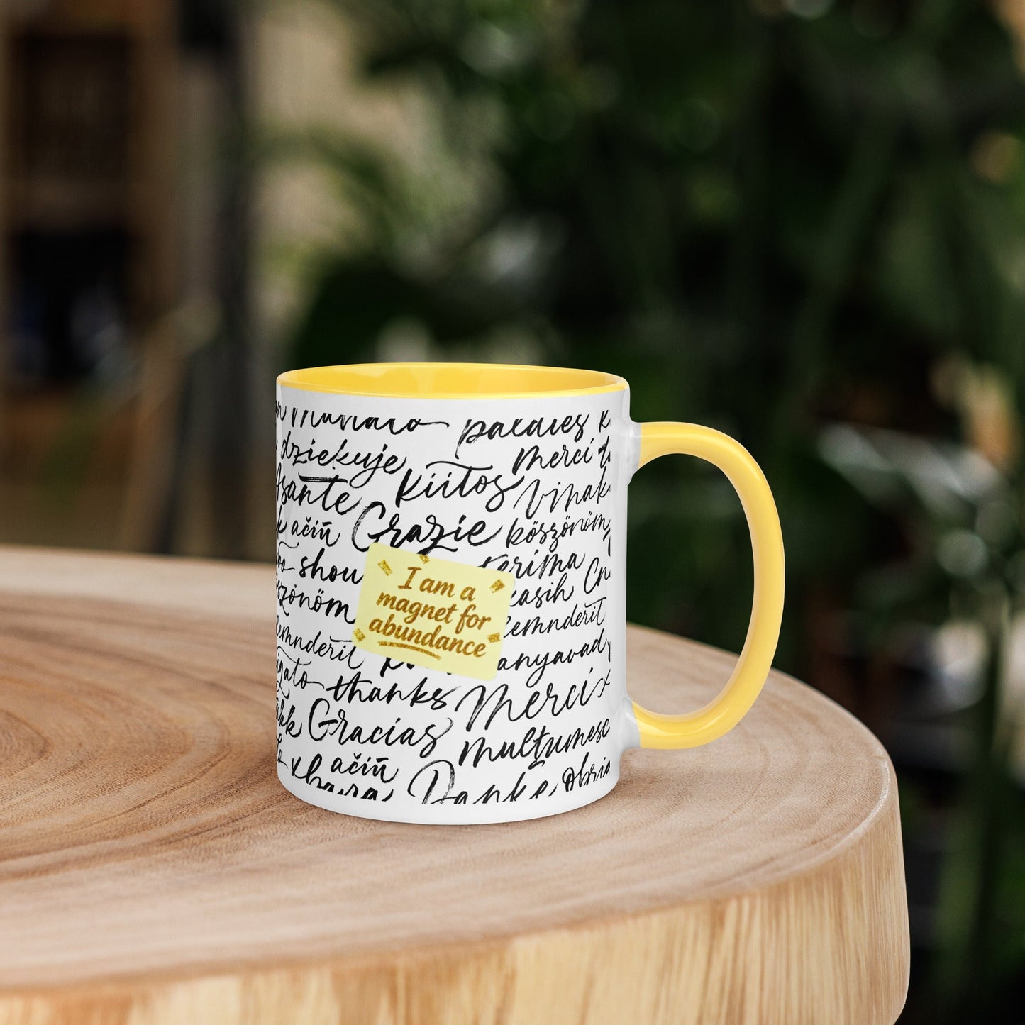 Taza magnética de gratitud de MDB Co. con interior de color
