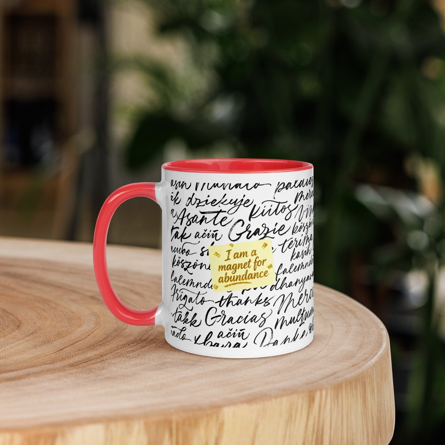 Taza magnética de gratitud de MDB Co. con interior de color