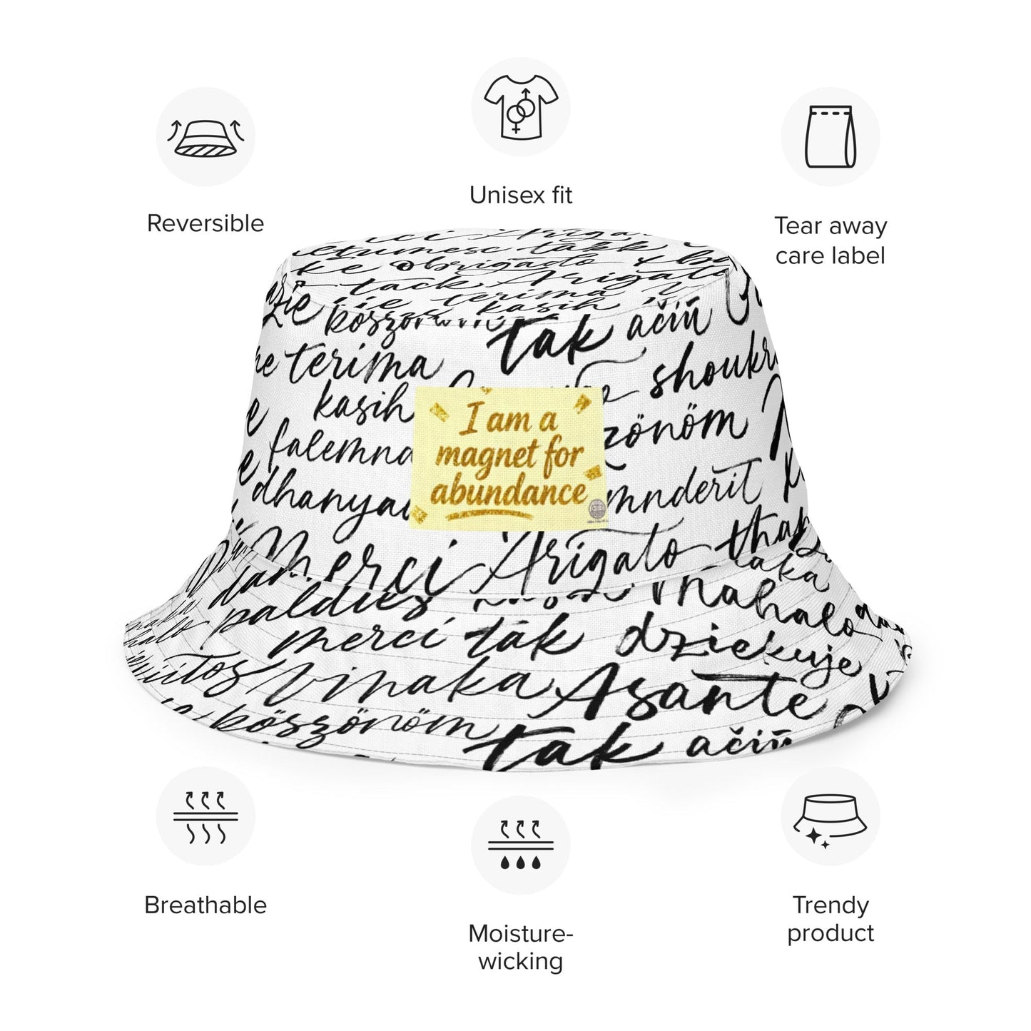 MDB Co. Magnetic Gratitude Reversible bucket hat