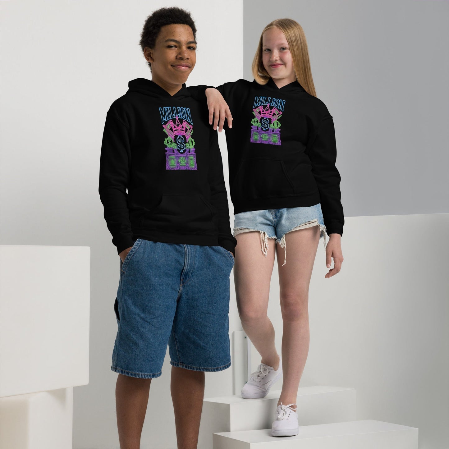 MDB Co. Neon Million Piled unisex Youth heavy blend hoodie
