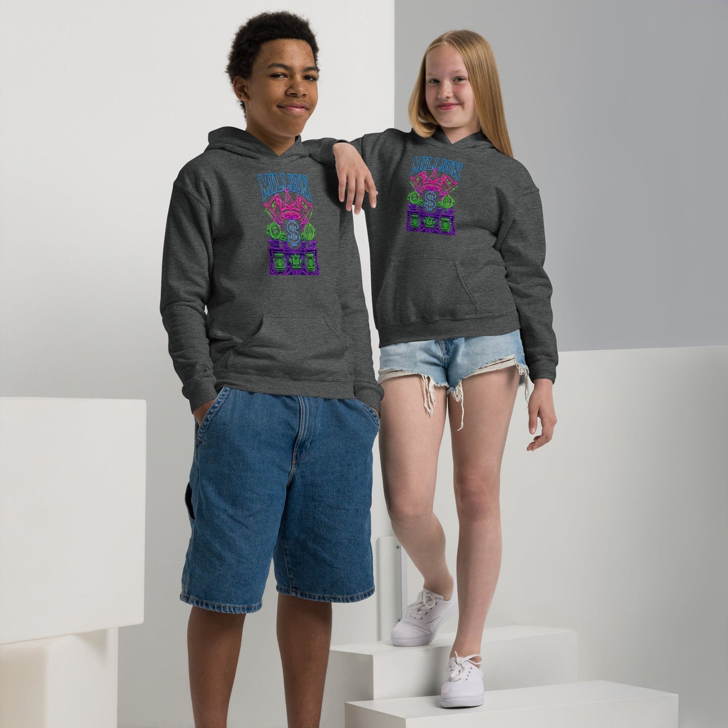 MDB Co. Neon Million Piled unisex Youth heavy blend hoodie