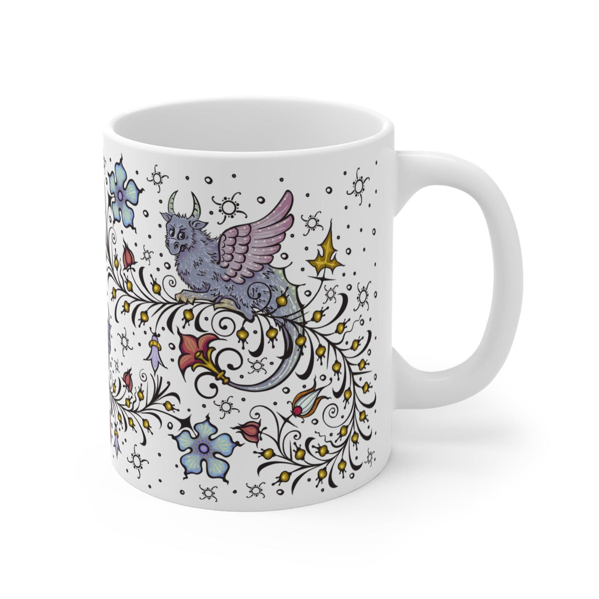 Medieval Manuscript Dragon Mug