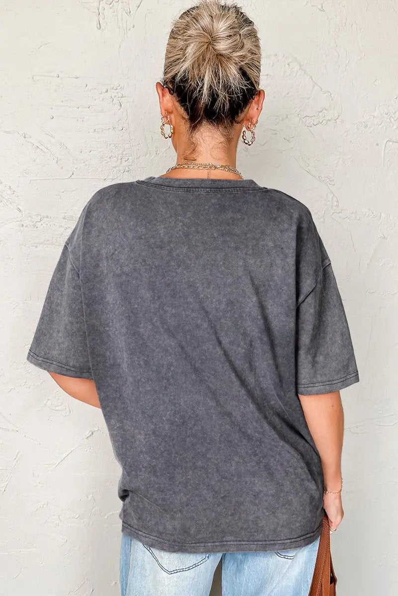 T-Shirt Graphic Tee - Grey Steer Graphic - Unisex Western Soft Wash