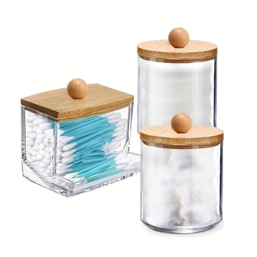 Juego de 3 Soportes Boho Chic con Tapa de Bambú
