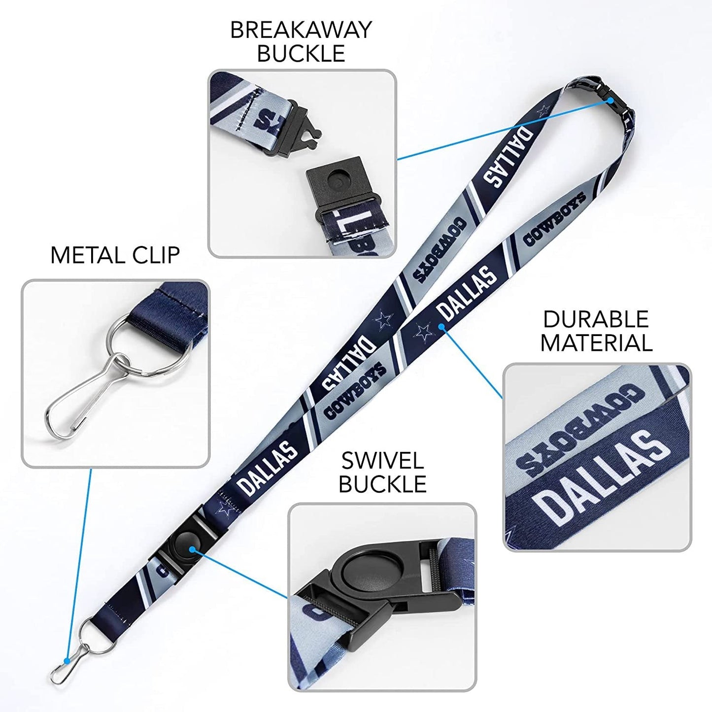 Baltimore Ravens Lanyard Keychain Double Sided Breakaway Safety Design Adult 18 Inch