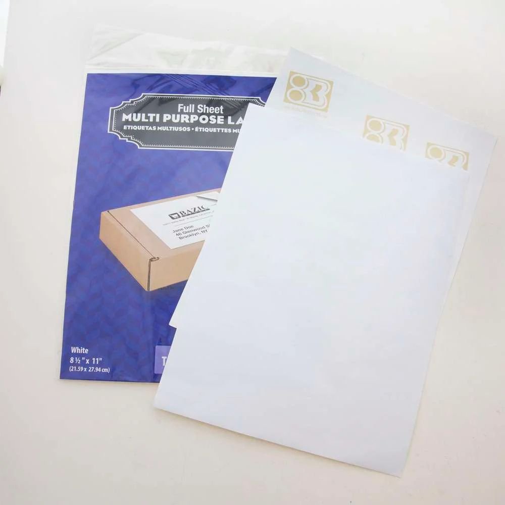 Etiquetas Multiusos Blancas BAZIC Hoja Completa 8.5" X 11" (10/Paquete)