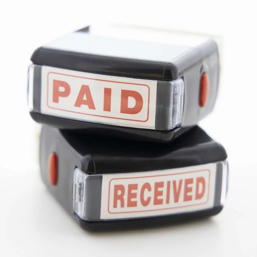 BAZIC Paid Self Inking Rubber Stamp (Red Ink)