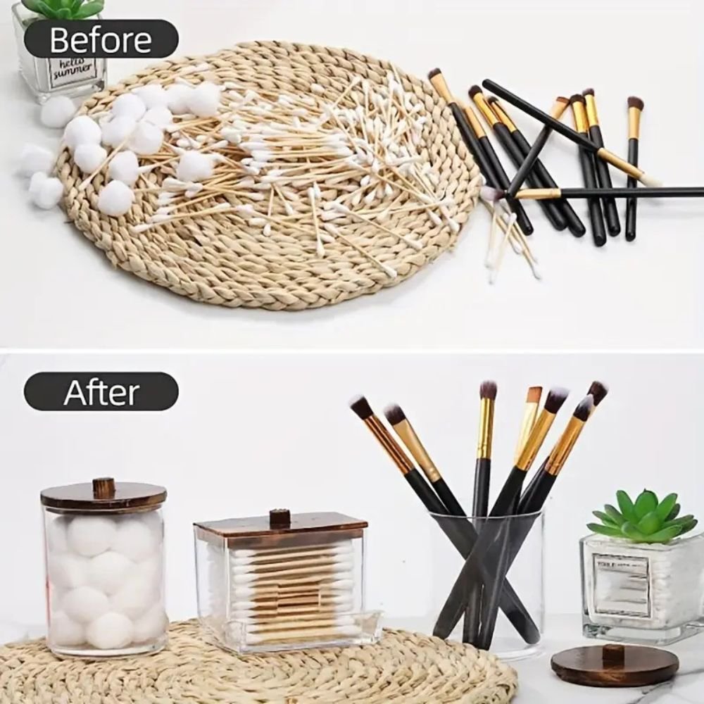 Juego de 3 Soportes Boho Chic con Tapa de Bambú