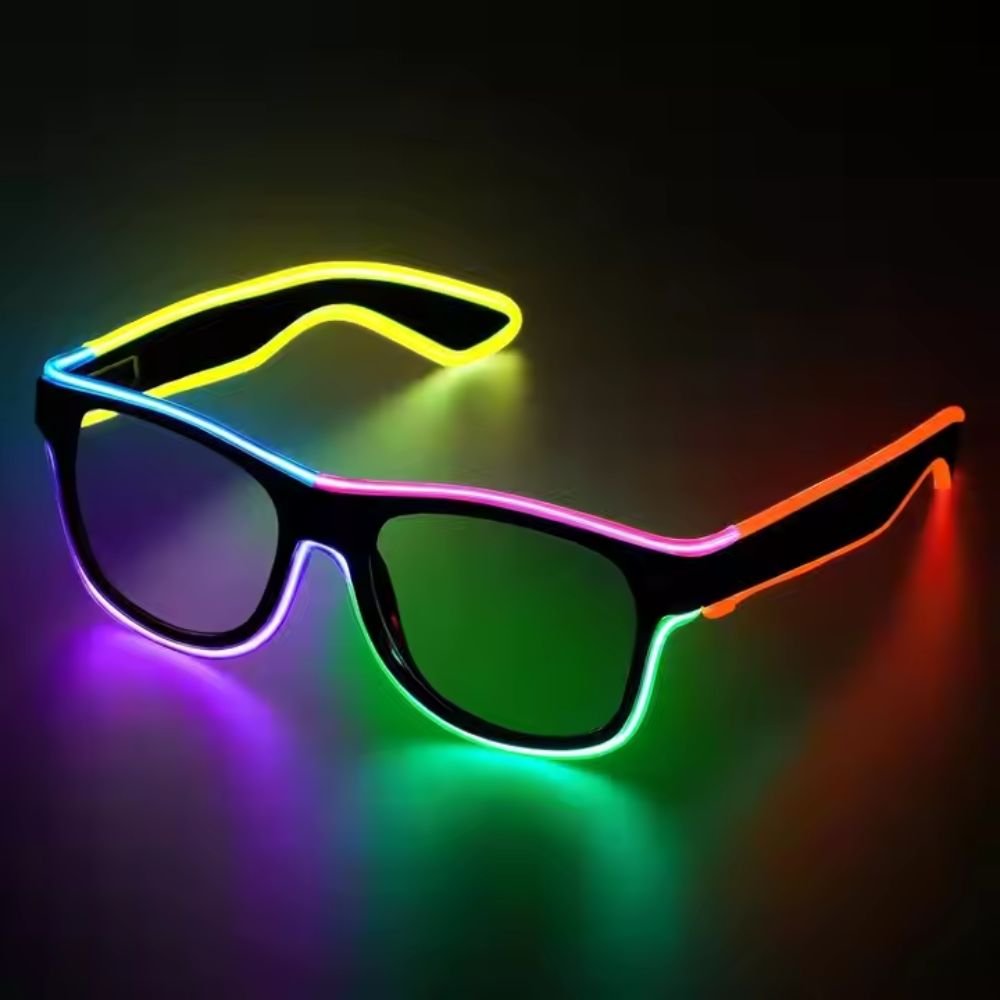 Gafas LED Luminosas Multicolor Que Brillan en la Oscuridad con Cable EL