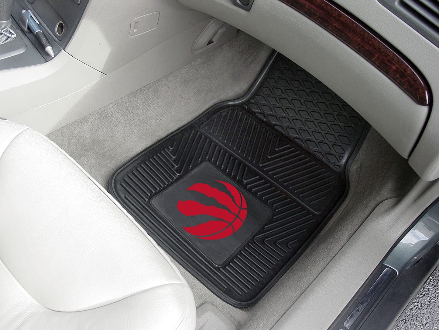 FANMATS 9422 Toronto Raptors 2-Piece Heavy Duty Vinyl Car Mat Set, Front Row Floor Mats, All Weather Protection, Universal Fit, Deep Resevoir Design