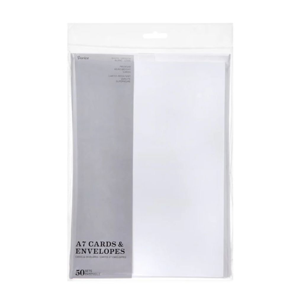 Juego de 50 tarjetas y sobres A7 Darice - Blanco