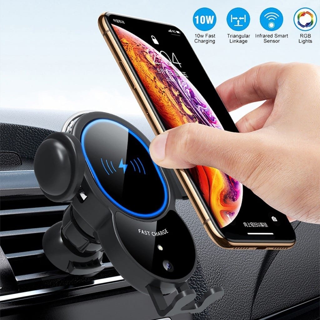 Cargador rápido inalámbrico de 10 W con soporte de sujeción automática para tu coche
