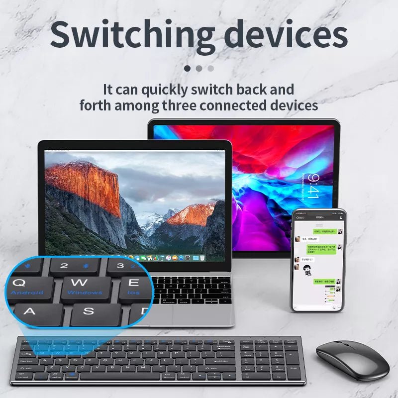 Combos de teclado y mouse inalámbricos Bluetooth 2.4G recargables de alta calidad