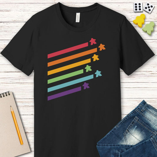 Camiseta Meeple - Camiseta de Juego de Mesa Retro Arcoíris