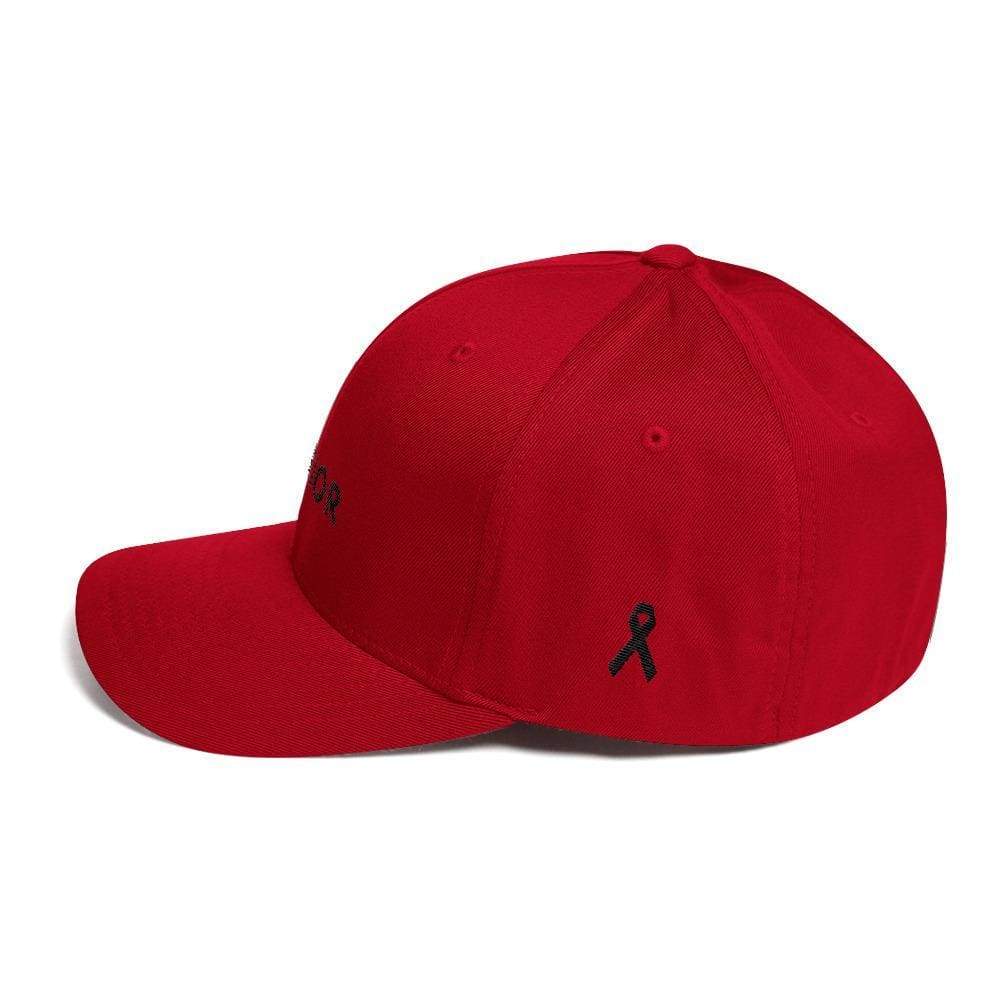 Melanoma and Skin Cancer Awareness Twill Fitted Hat - Warrior & Black Ribbon
