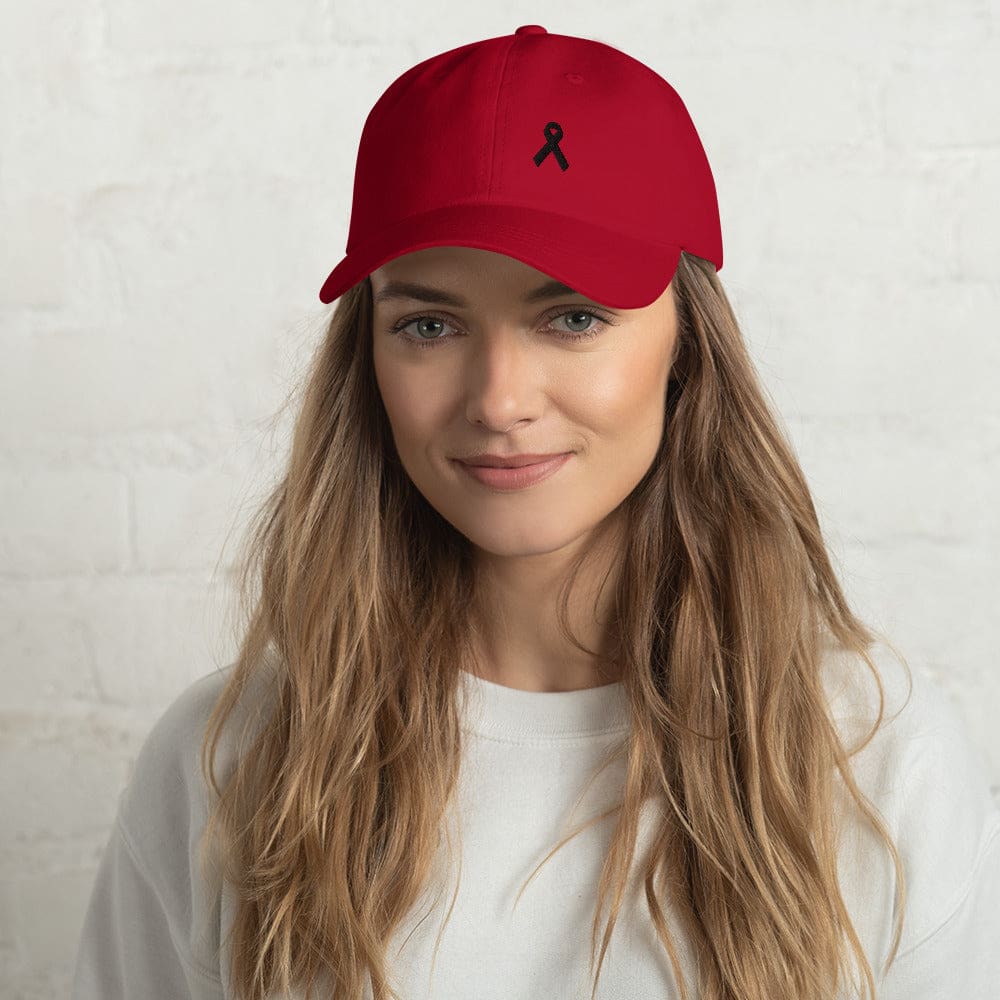 Gorra Dad de Melanoma y Concienciación sobre el Cáncer de Piel con Cinta Negra