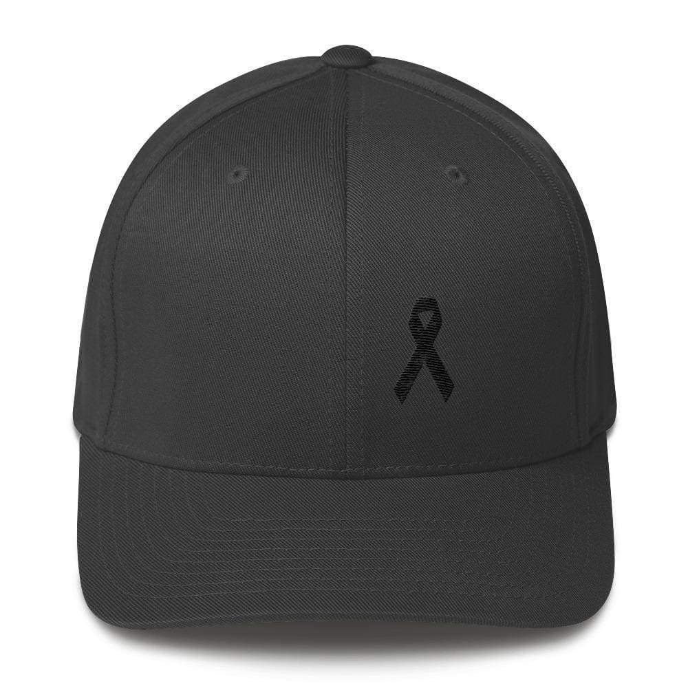 Melanoma & Skin Cancer Awareness Twill Fitted Hat with Black Ribbon