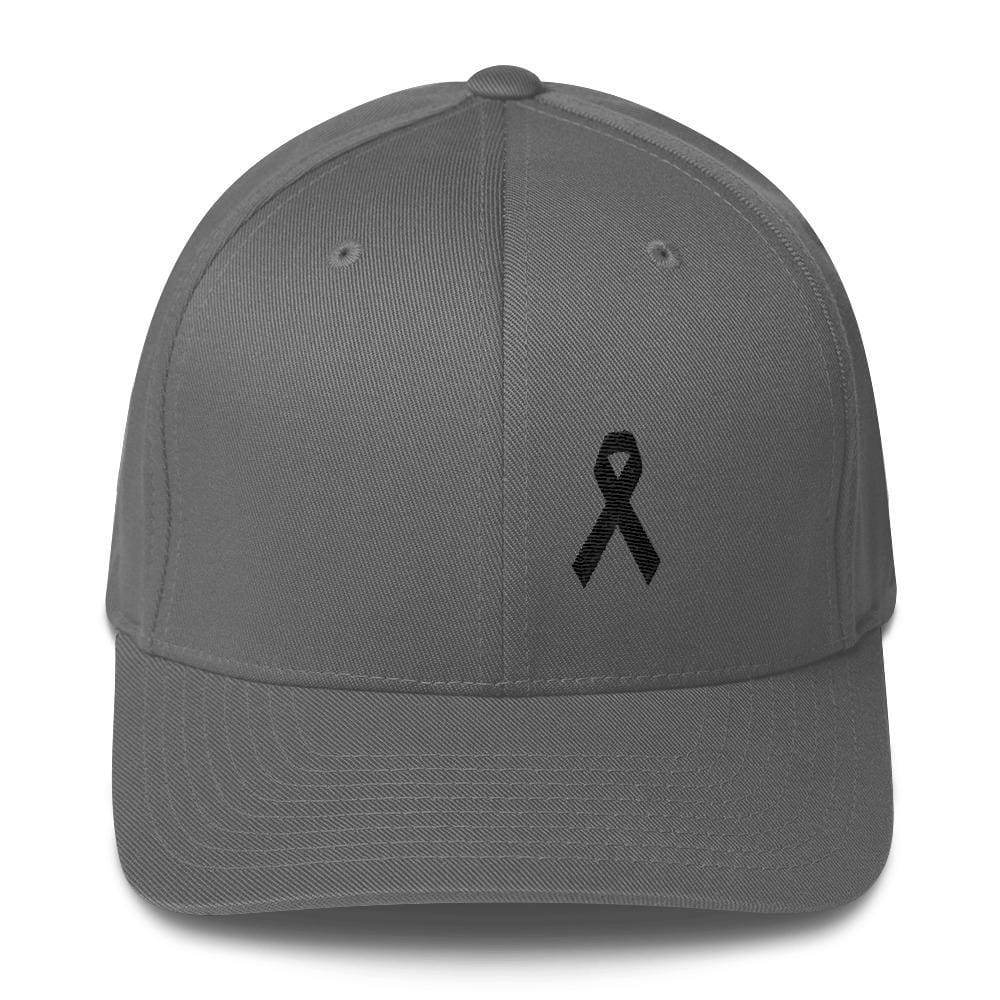 Melanoma & Skin Cancer Awareness Twill Fitted Hat with Black Ribbon