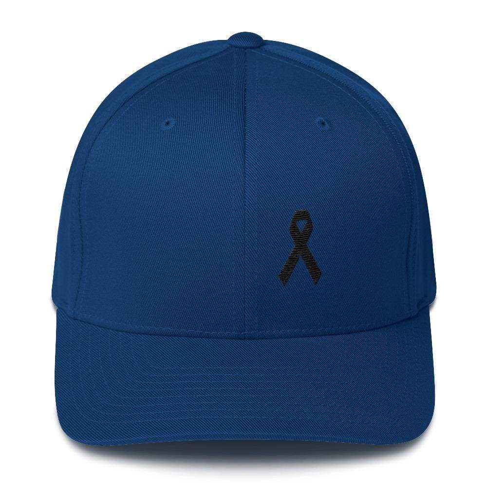 Melanoma & Skin Cancer Awareness Twill Fitted Hat with Black Ribbon