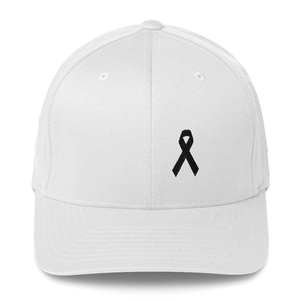 Melanoma & Skin Cancer Awareness Twill Fitted Hat with Black Ribbon