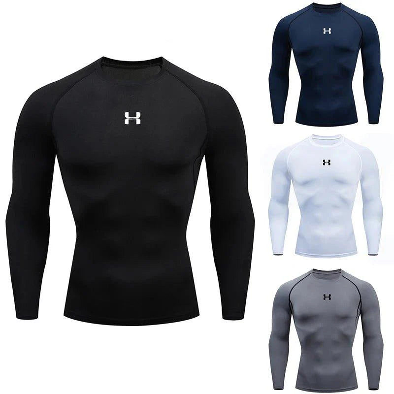 Camiseta de compresión de manga larga para hombre, camisetas deportivas, sudadera de gimnasio, fitness, para correr, chándal de hombre, tops de camisa atlética
