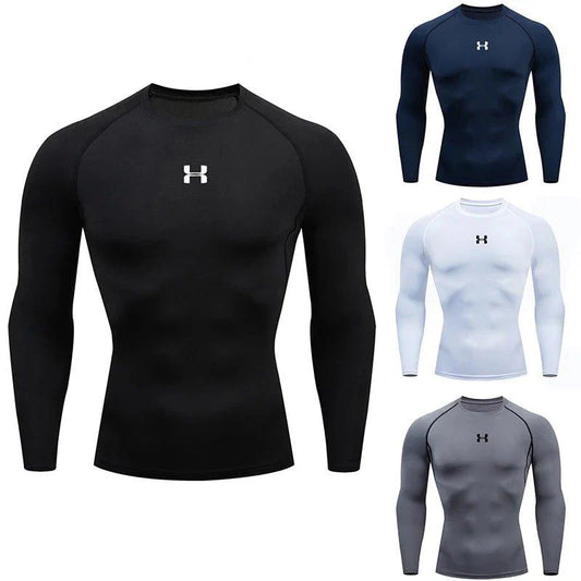 Camiseta de compresión de manga larga para hombre, camisetas deportivas, sudadera de gimnasio, fitness, para correr, chándal de hombre, tops de camisa atlética