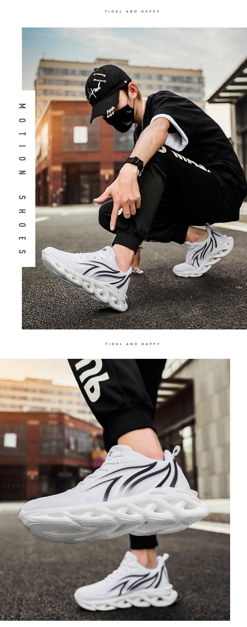 Men's Flame Printed Sneakers Flying Weave Sports Comfortable Running Outdoor Men Athletic Shoes Breathable Casual Sports High Quality Sport Design Sneaker