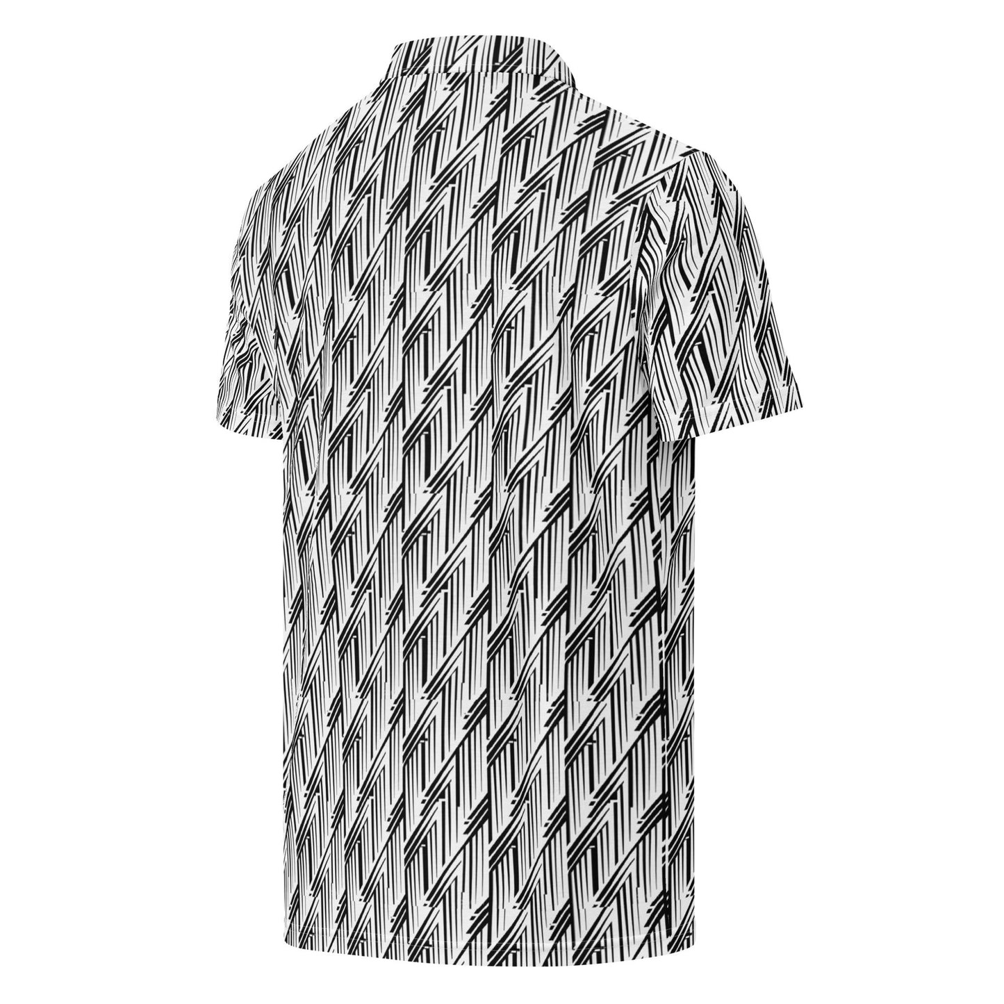 Black and White Glitch Stripe Polo | Minimalist Geometric Slim Fit