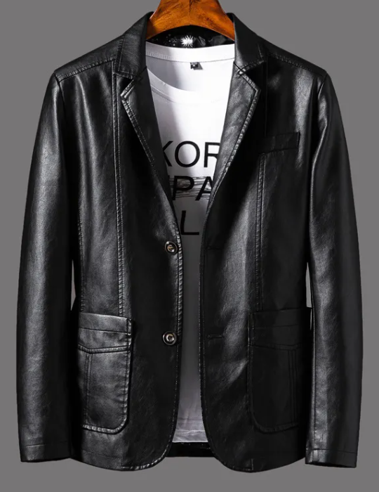 Men's Autumn and Winter Leather Jacket | With Thin Lapel - # BOAA13210020