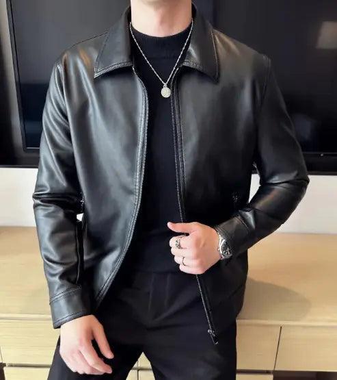 Chaqueta deportiva de cuero para hombre Otoño-Invierno