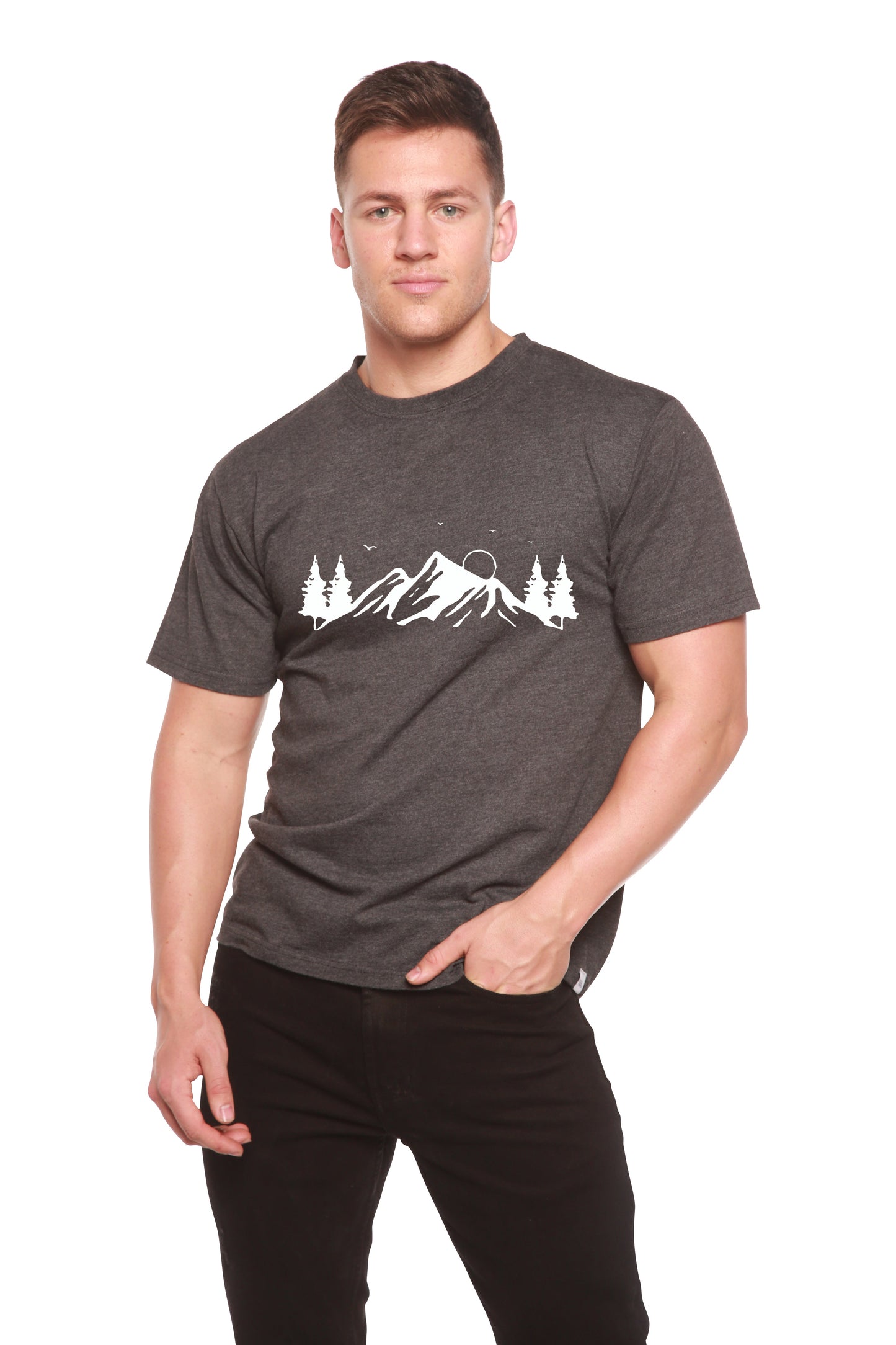 Camiseta de Manga Corta de Bambú Viscosa/Algodón Orgánico para Hombre con Estampado Mauna Kea