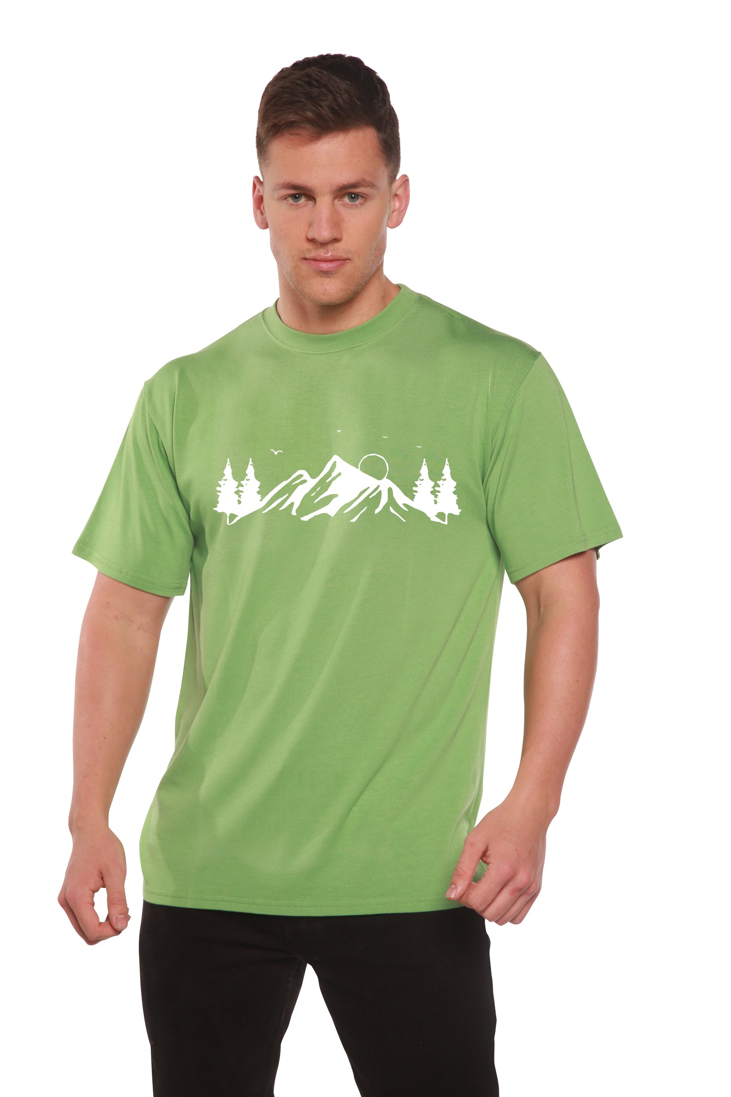 Camiseta de Manga Corta de Bambú Viscosa/Algodón Orgánico para Hombre con Estampado Mauna Kea