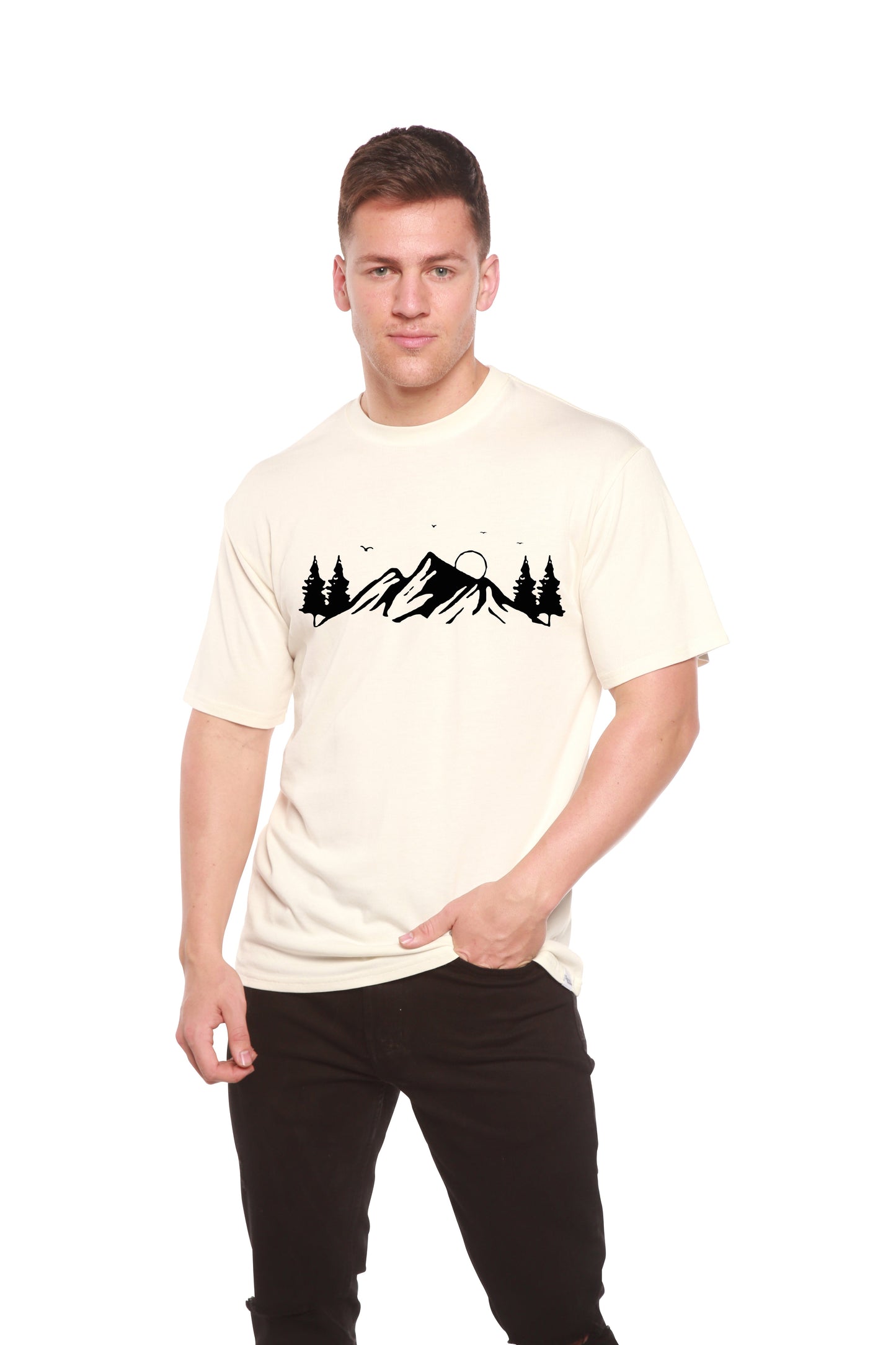 Camiseta de Manga Corta de Bambú Viscosa/Algodón Orgánico para Hombre con Estampado Mauna Kea