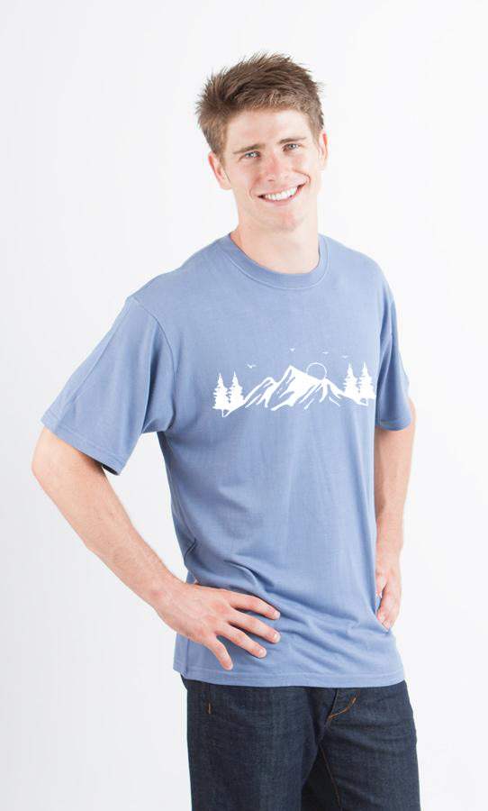 Camiseta de Manga Corta de Bambú Viscosa/Algodón Orgánico para Hombre con Estampado Mauna Kea