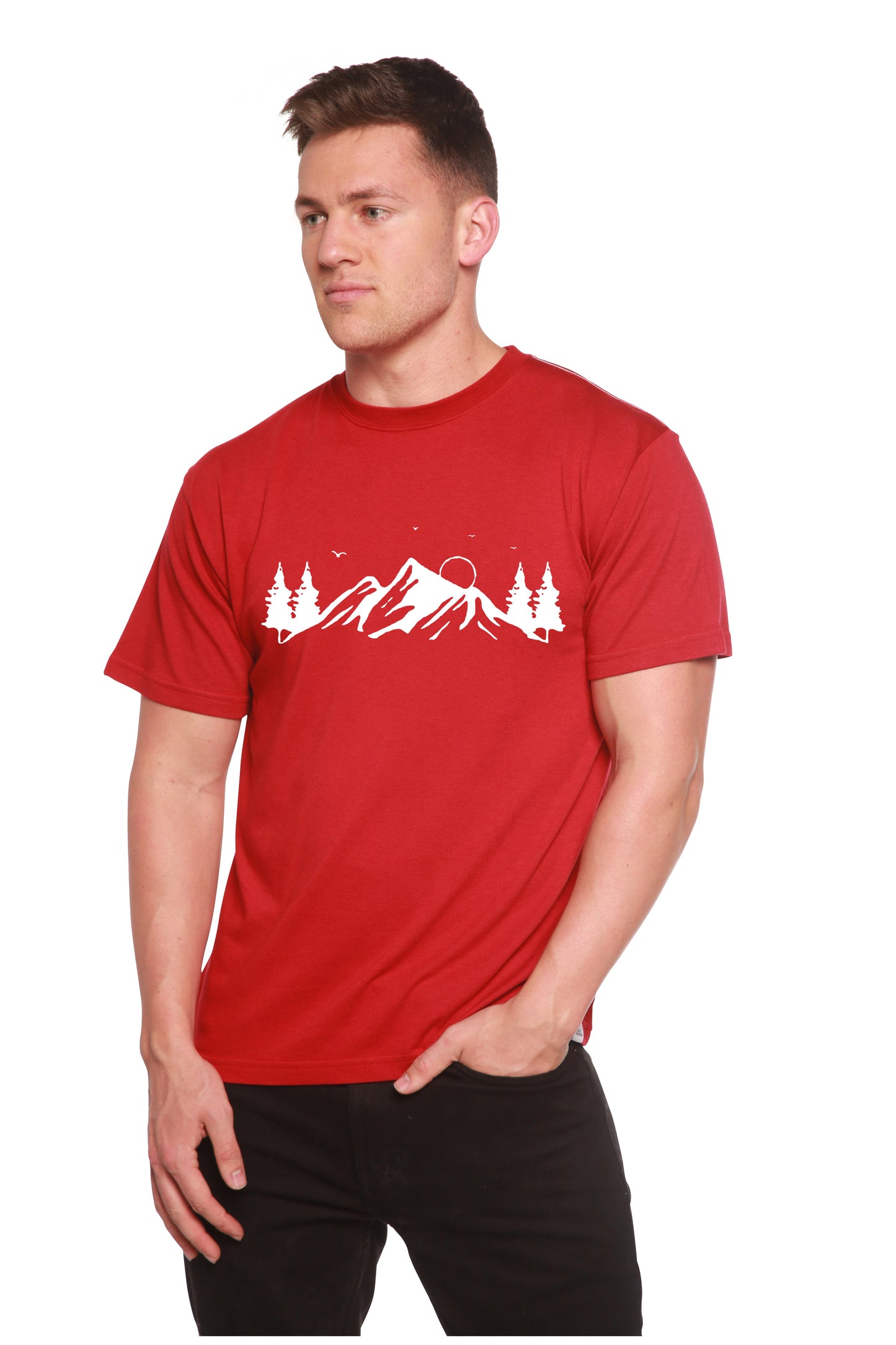 Camiseta de Manga Corta de Bambú Viscosa/Algodón Orgánico para Hombre con Estampado Mauna Kea