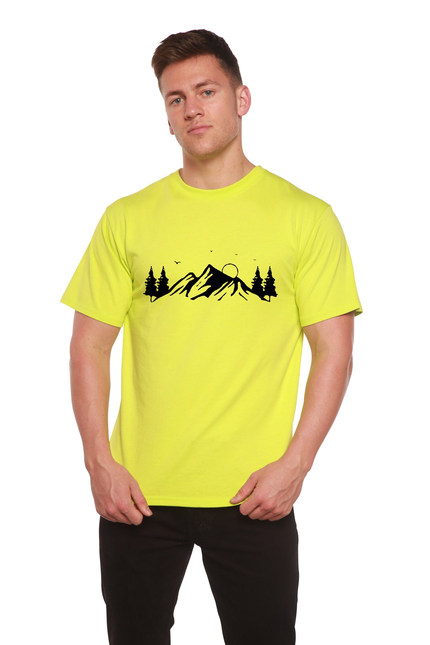 Camiseta de Manga Corta de Bambú Viscosa/Algodón Orgánico para Hombre con Estampado Mauna Kea