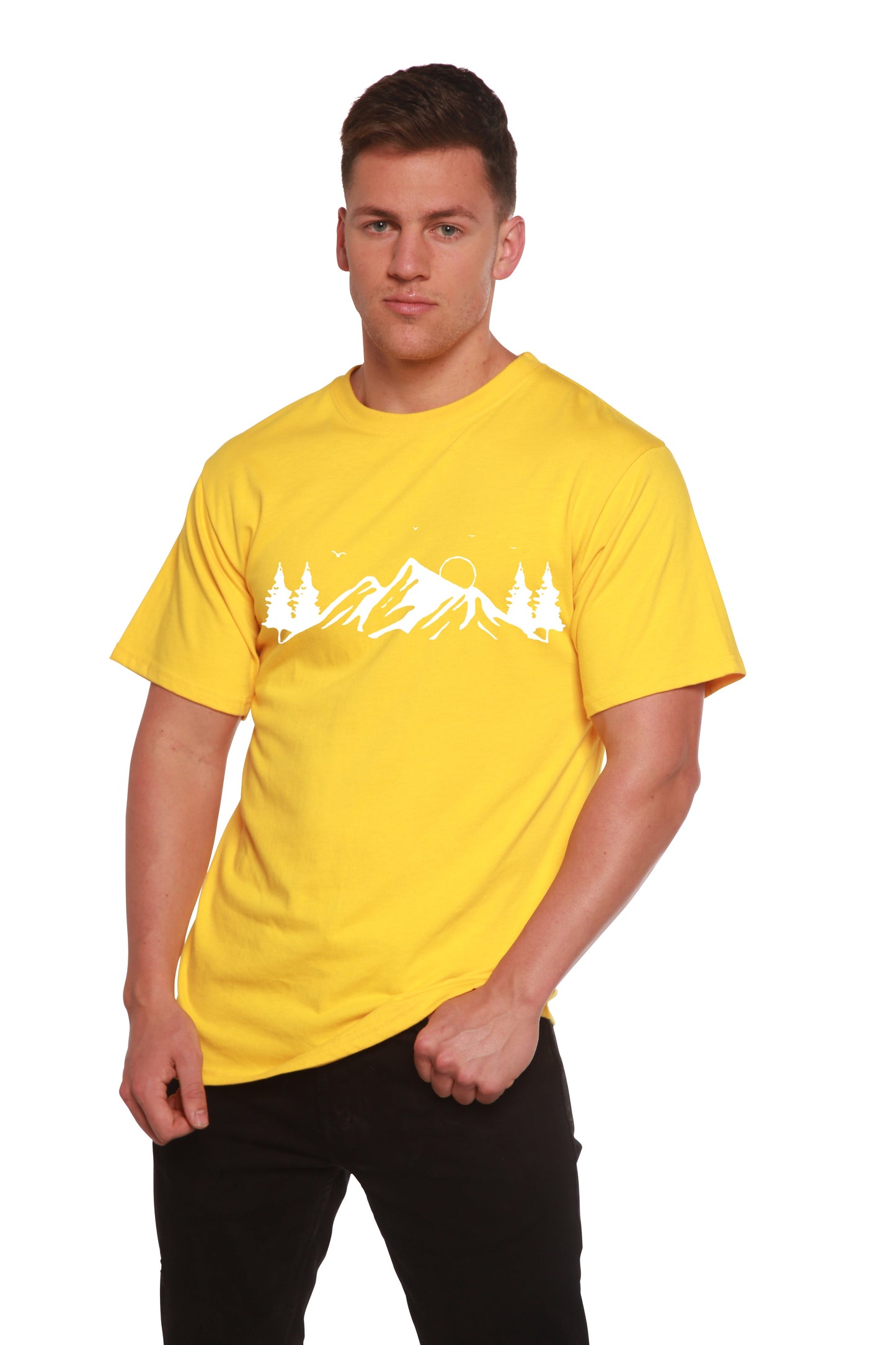 Camiseta de Manga Corta de Bambú Viscosa/Algodón Orgánico para Hombre con Estampado Mauna Kea