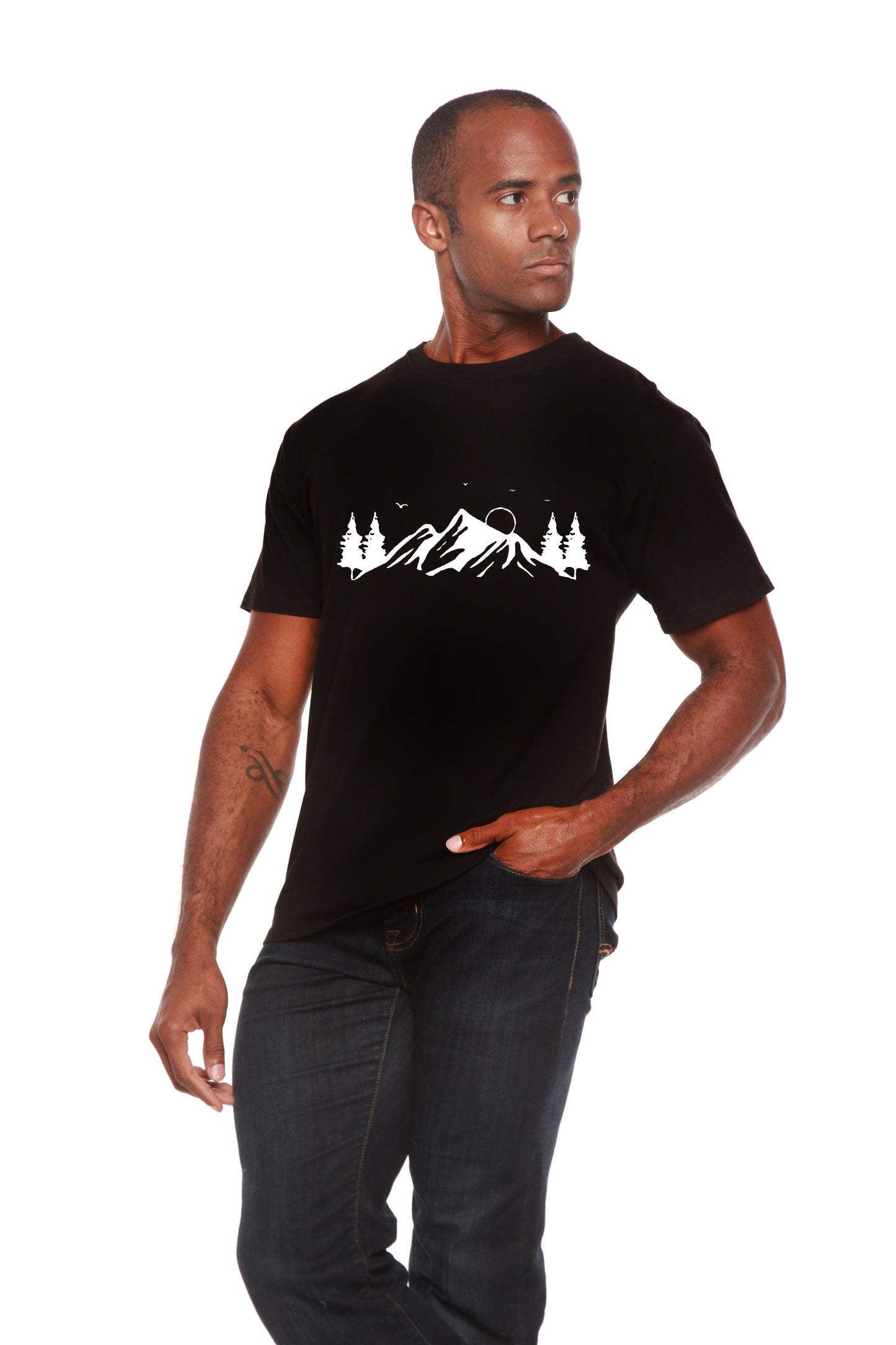 Camiseta de Manga Corta de Bambú Viscosa/Algodón Orgánico para Hombre con Estampado Mauna Kea
